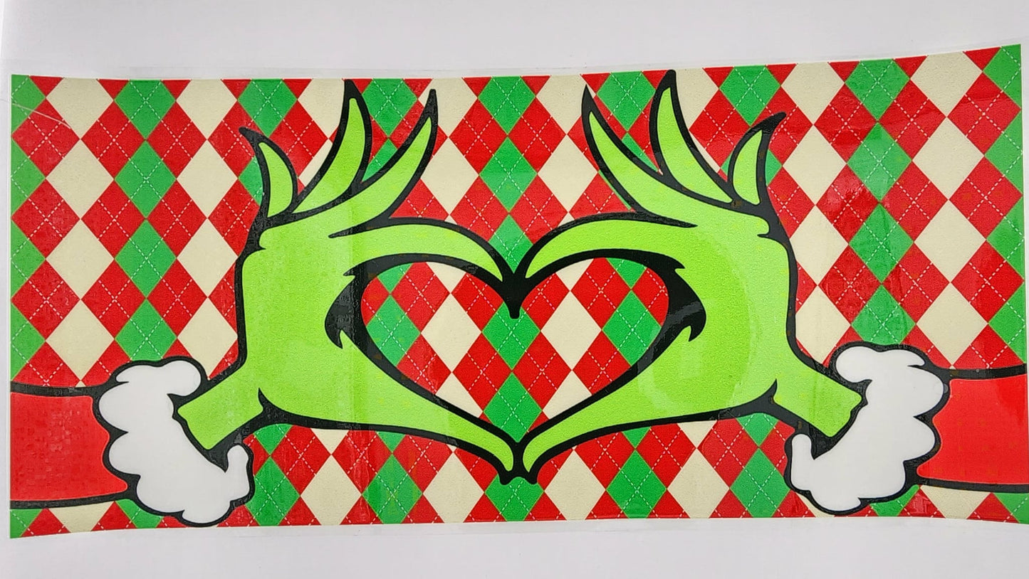 Green Guy Hand Heart Plaid